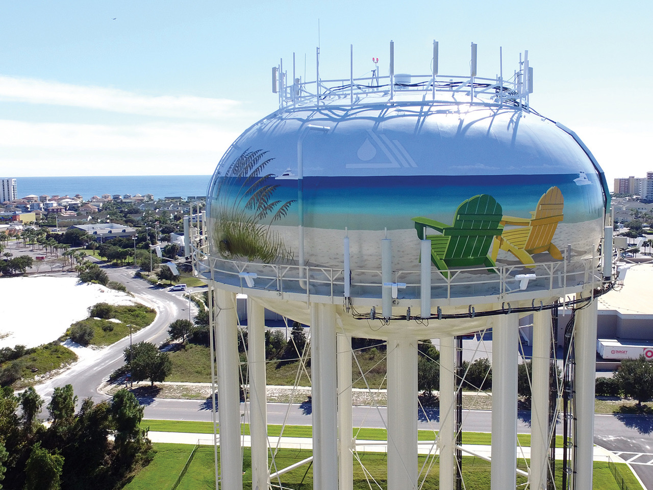 Last year’s winning entry in Destin, Florida, was a 500,000-gallon legged tank that featured a beach scene by muralist Eric Henn