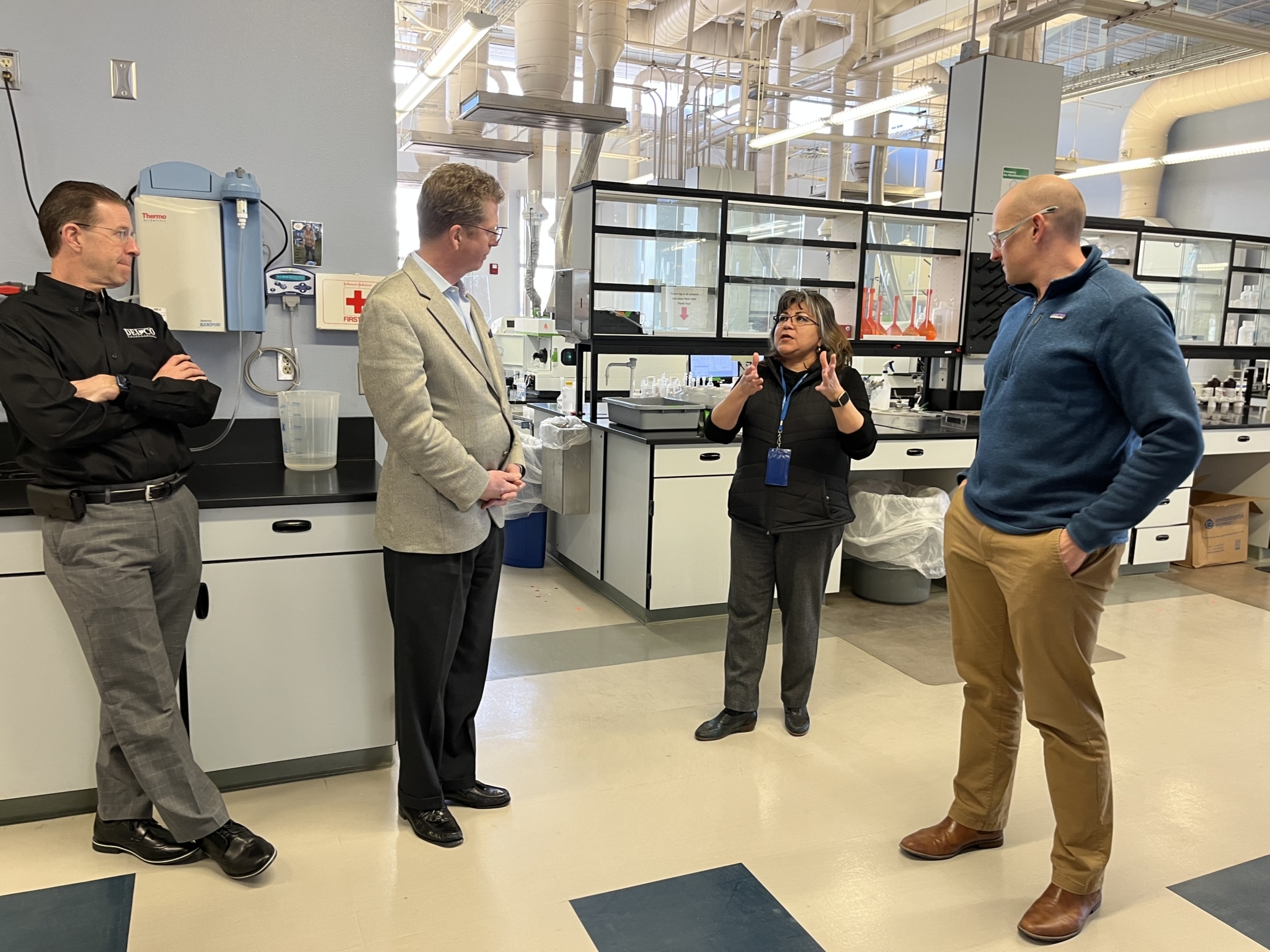 Members of the Association of Regional Water Organization tour the TecH2O Center lab.